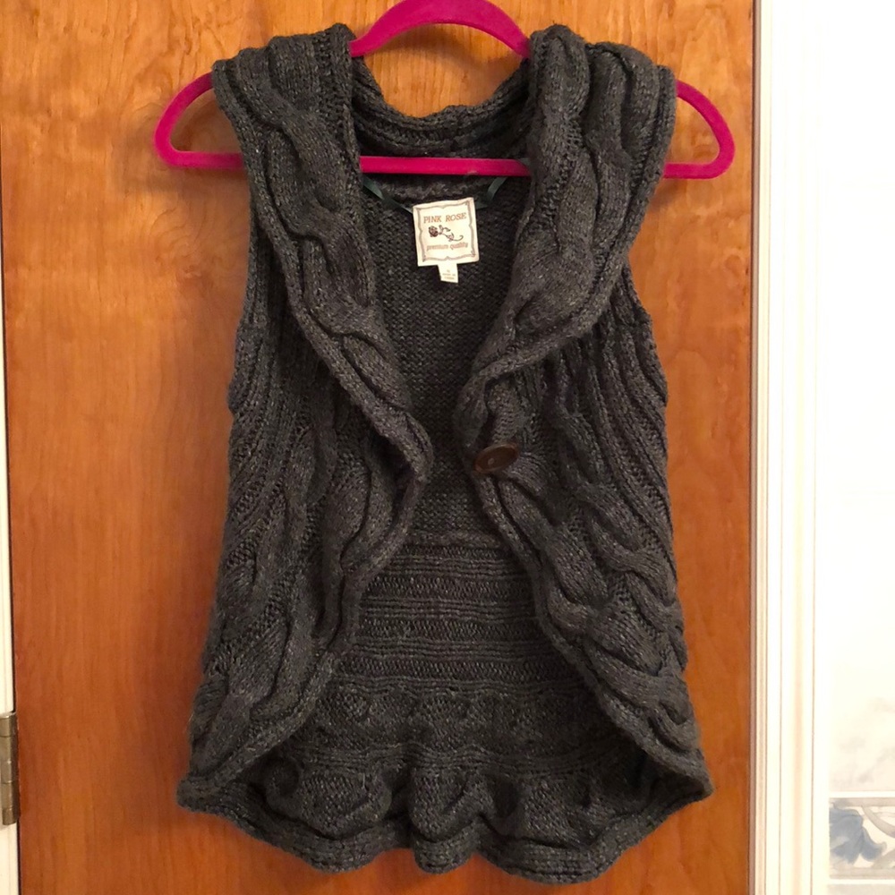 Pink Rose gray knit premium quality vest size S